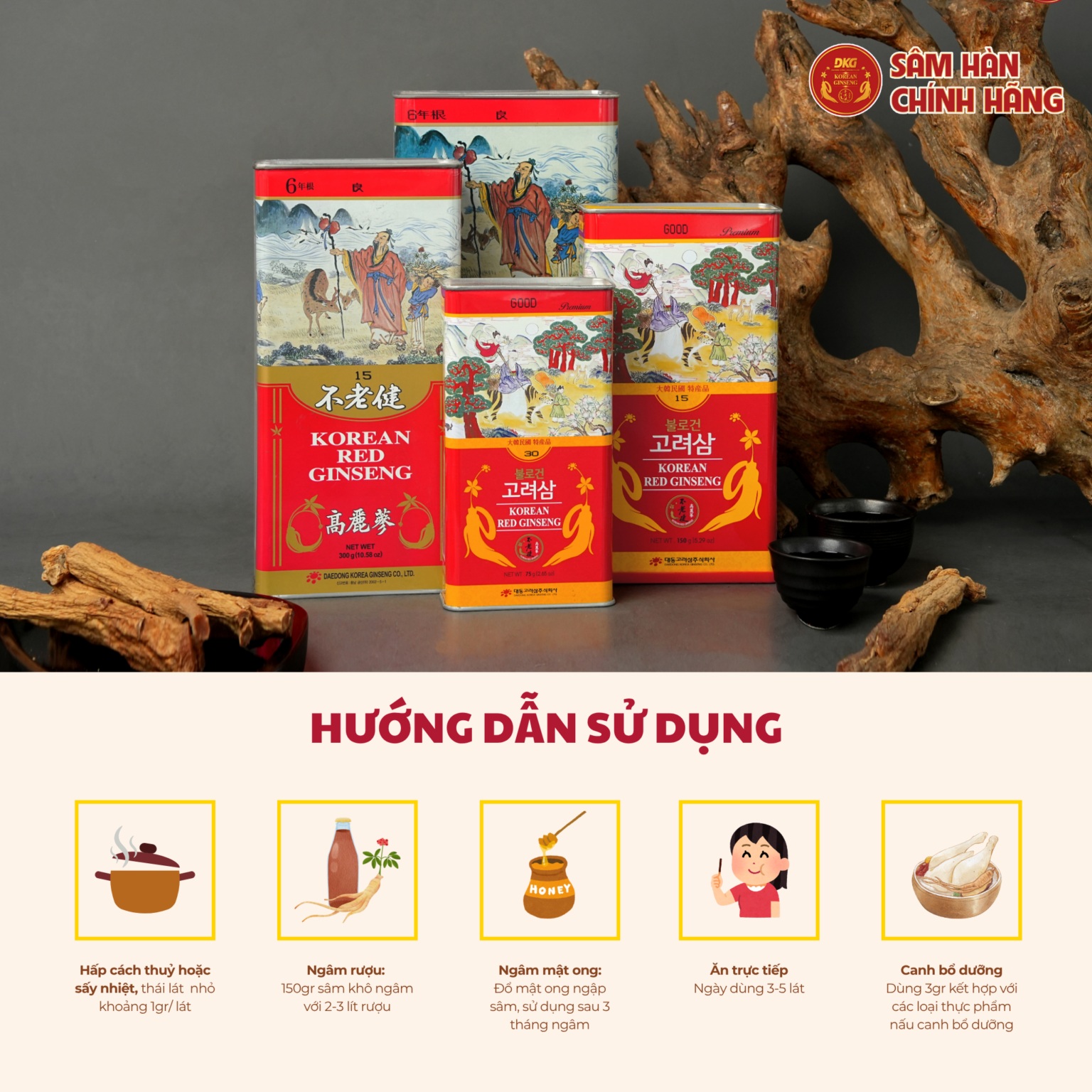 Hồng sâm củ khô Hàn Quốc 75g Premium số 30 (5 củ) - Ảnh 3